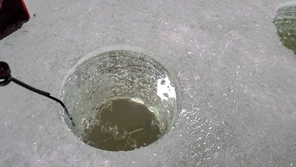 ice hole on Knuteson Lake