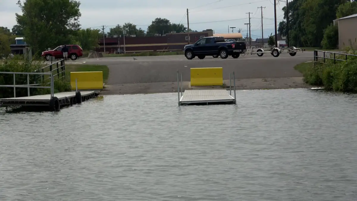 Boat landing near Rice Lake dam